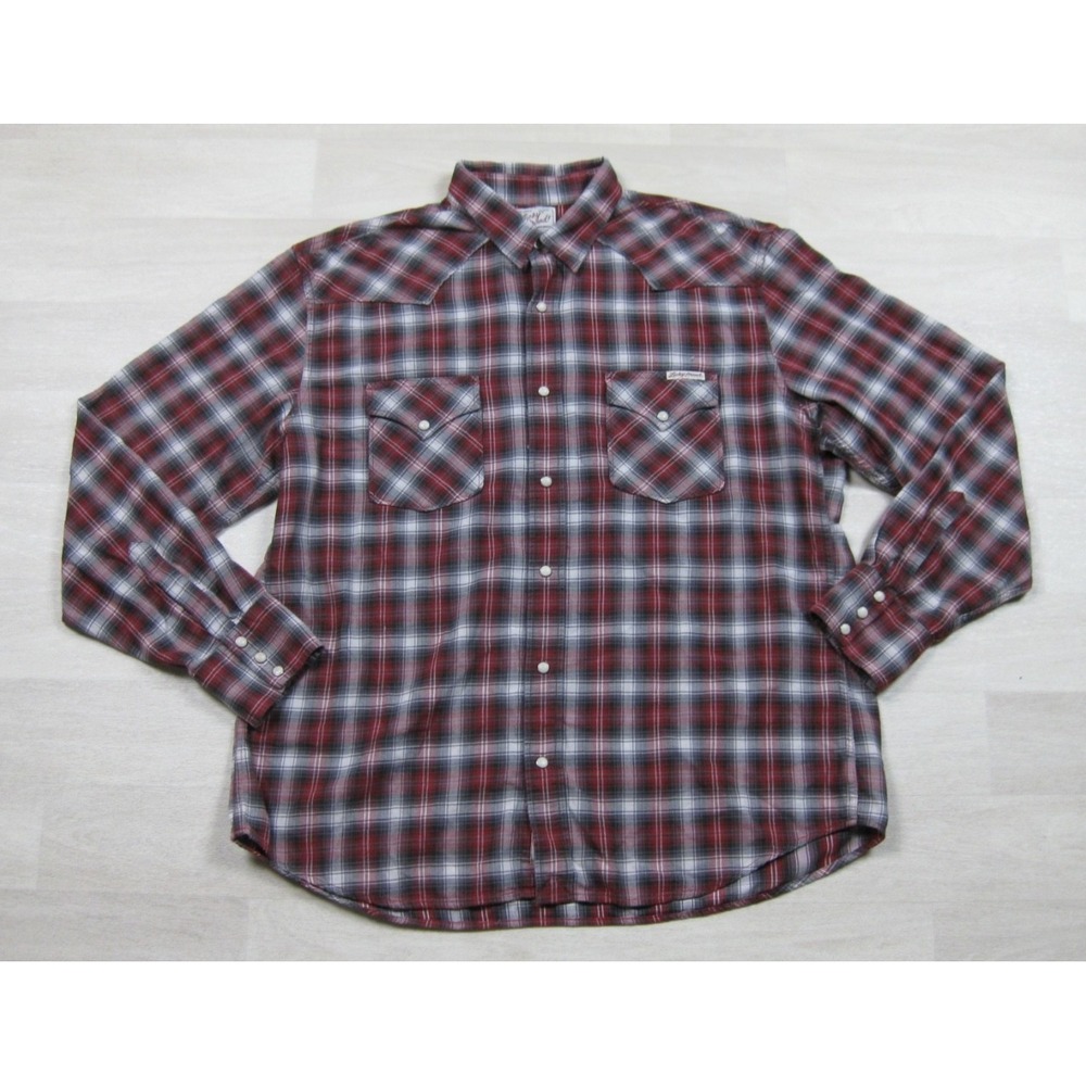 Vintage Y2K Lucky Brand Flannel Western Shirt Men's‎ (XL) Pearl Snap Lightweight
